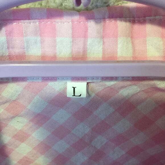 Pink checkered short sleeve pajama shorts set size L - Picture 2 of 8